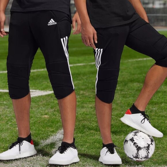 NWT ADIDAS TIERRO 3/4 (LARGE) Goal Keeper Padded Pants Black White - Picture 1 of 6